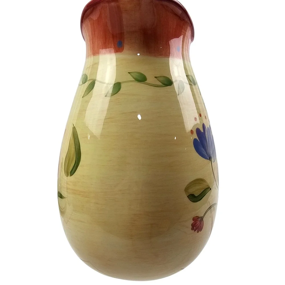Pfaltzgraff Napoli Pitcher 10 Inch Ceramic Floral Hand Painted Yellow Red 41600